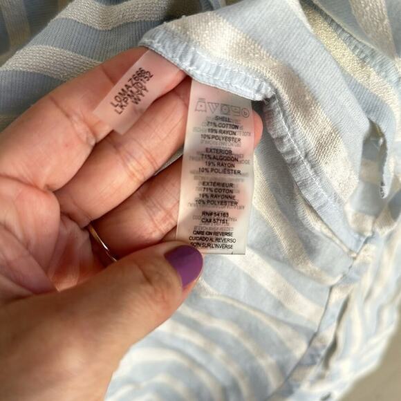 Karl Lagerfeld blue and‎ cream button down stripe blouse - Picture 4 of 5